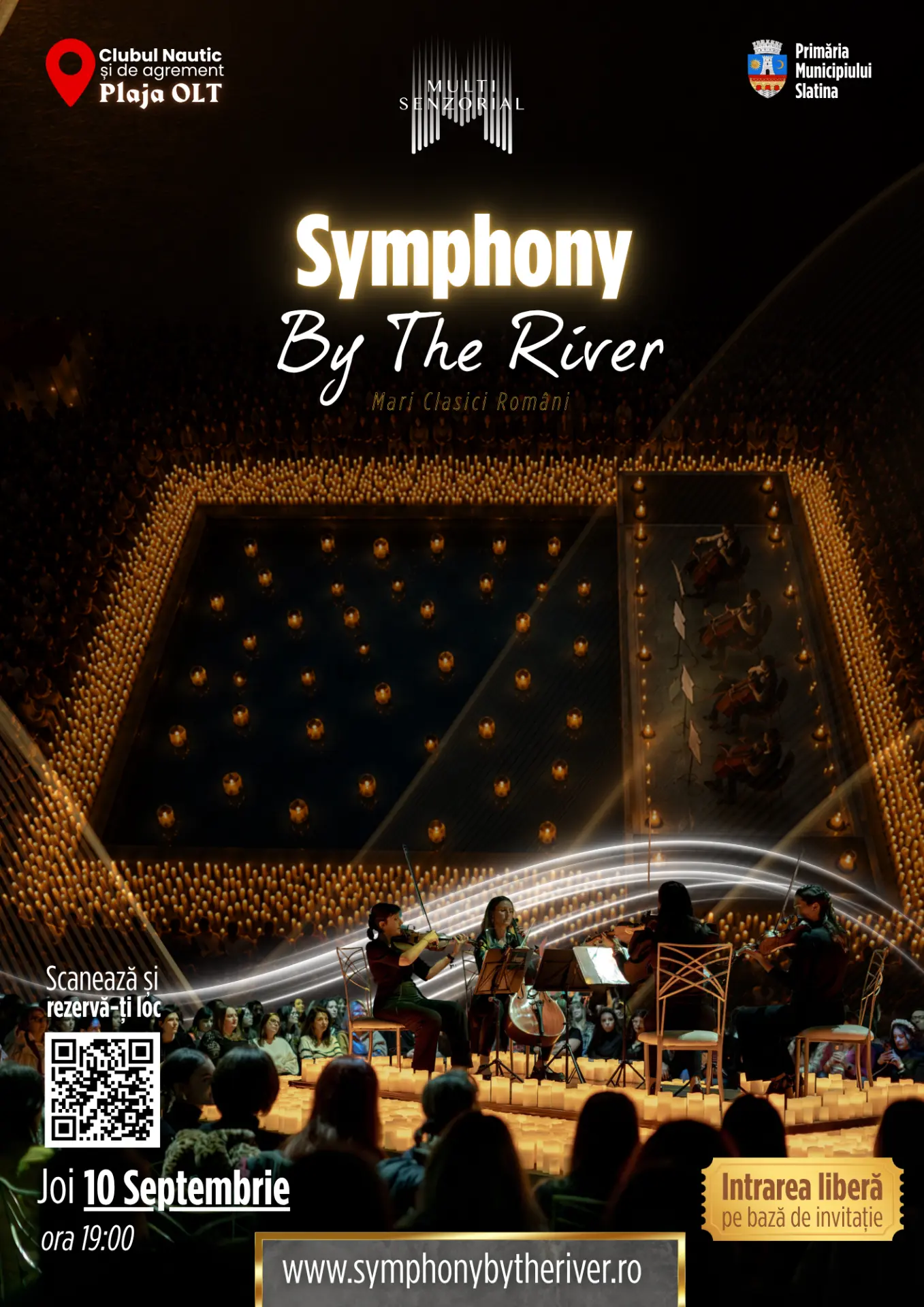 Afișul oficial Symphony By The River — Marii Clasici Români, 10 Septembrie la Plaja Olt